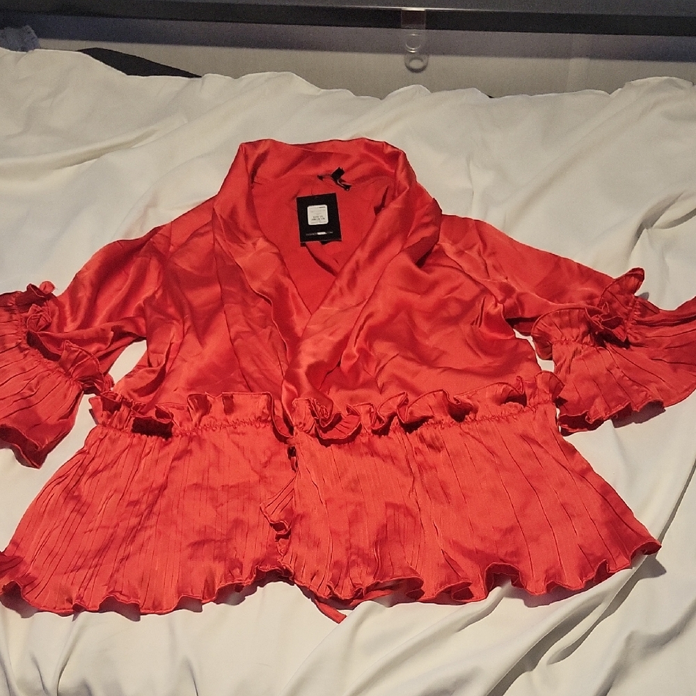 Fashion Nova Vibrant Red Ruffled Blazer